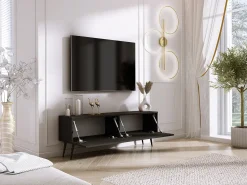 Móvel TV : Fosco / Brilhante, patas pretas, 140 x 52 x 32 cm^ Móvel De Tv