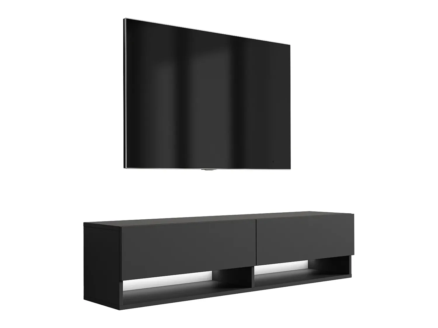 Móvel De Tv| Móvel TV : Fosco, LED branco, 140 × 32 × 34 cm Preto