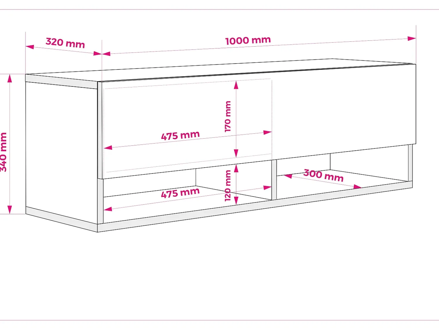 Best Móvel TV : Fosco, LED branco, 100 × 32 × 34 cm Preto