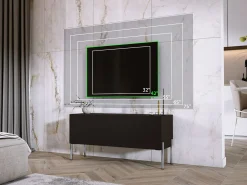Móvel De Tv* Móvel TV : Fosco, patas cromadas, 100 x 52 x 32 cm Preto