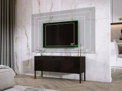 Móvel TV : Fosco, patas pretas, 100 x 52 x 32 cm^ Móvel De Tv
