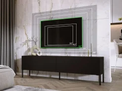 Móvel TV : Fosco, patas pretas, 170 x 52 x 32 cm^ Móvel De Tv