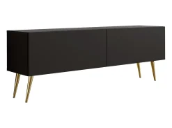 Clearance Móvel TV : Fosco, patas douradas, 140 x 52 x 32 cm Preto