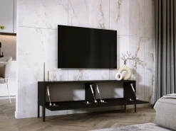 Best Móvel TV : Fosco, patas pretas, 140 x 52 x 32 cm Preto