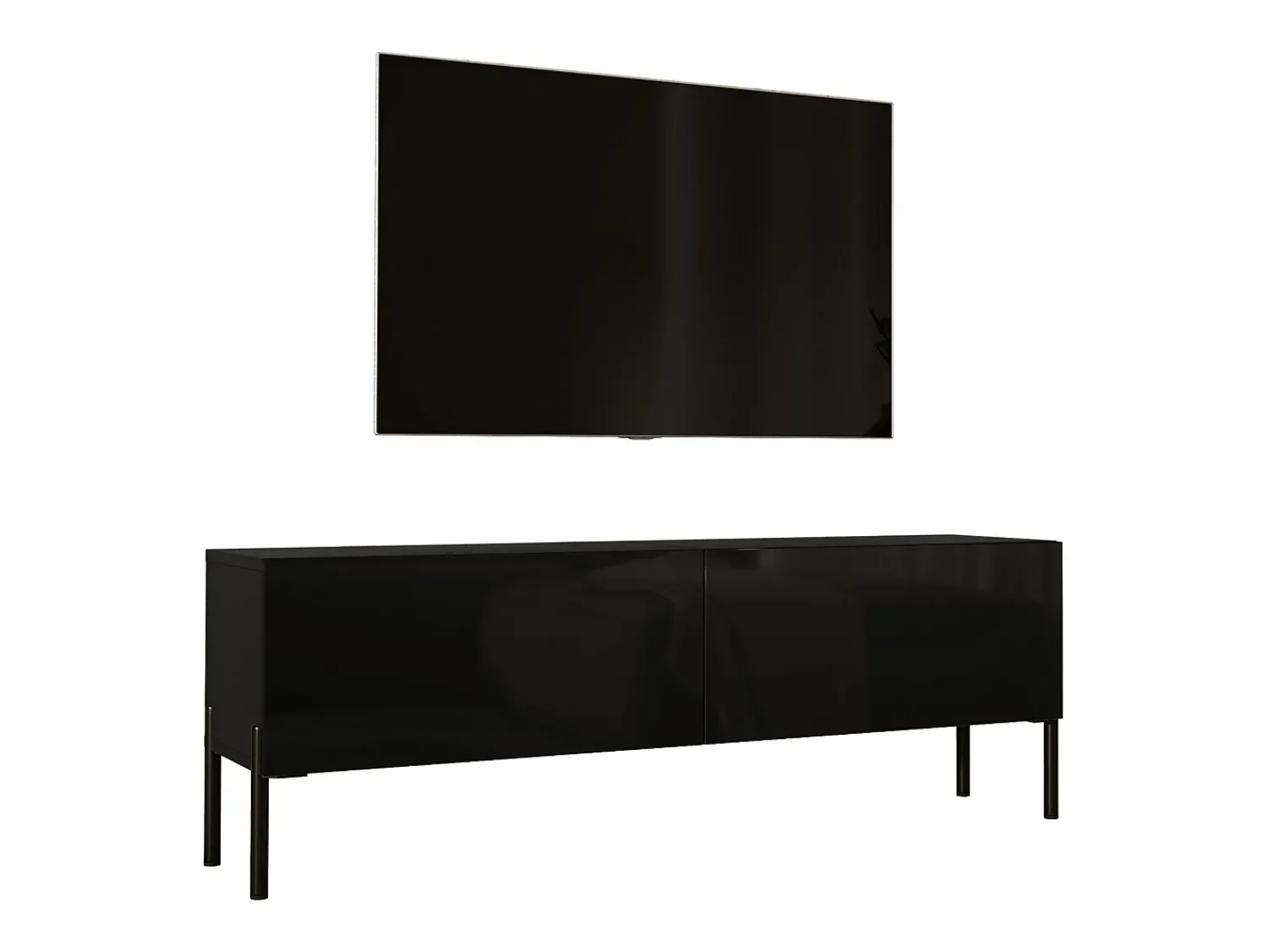 Best Móvel TV : Fosco, patas pretas, 140 x 52 x 32 cm Preto