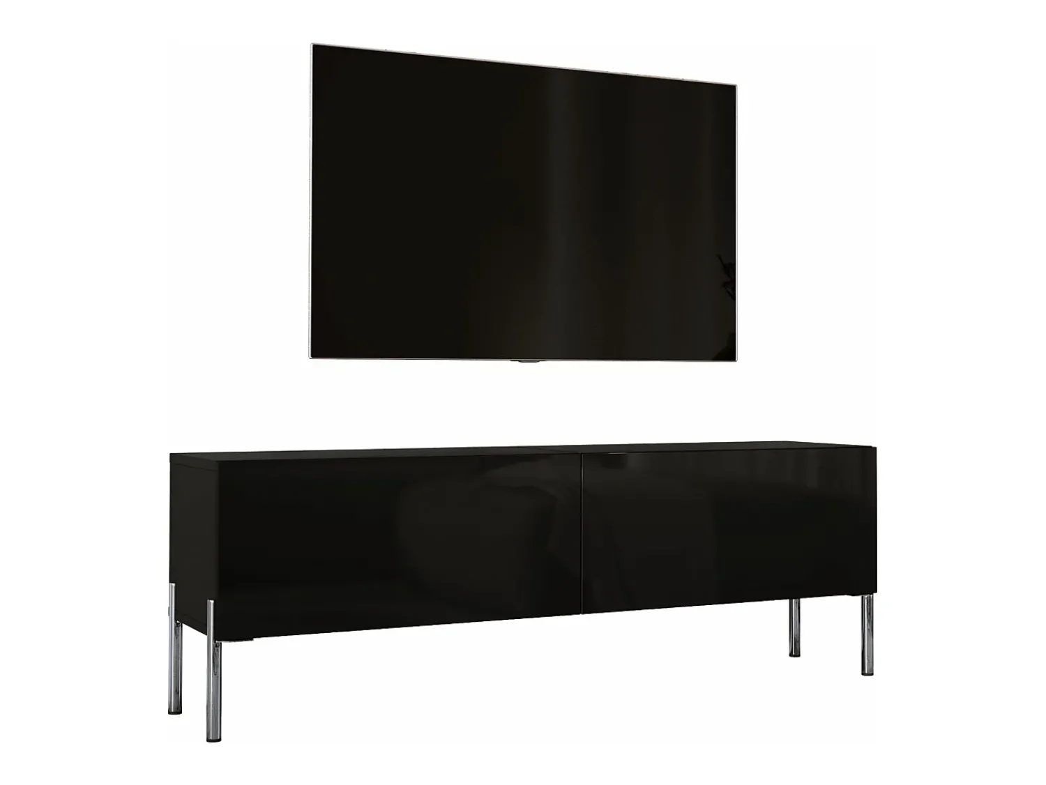 Móvel De Tv| Móvel TV : Fosco, patas cromadas, 140 x 52 x 32 cm Preto