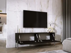 Móvel De Tv| Móvel TV : Fosco, patas cromadas, 140 x 52 x 32 cm Preto