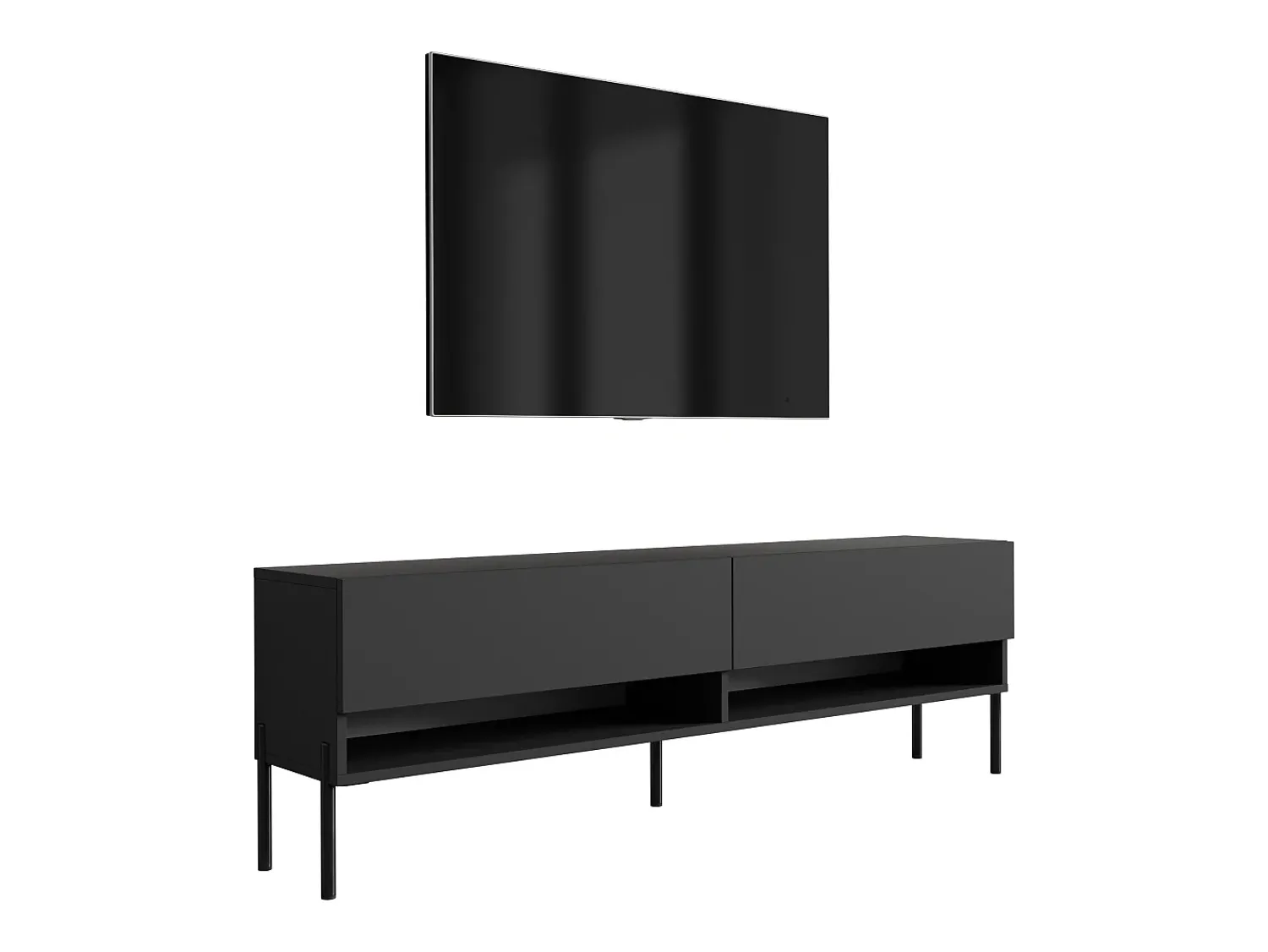 New Móvel TV : Fosco, pernas pretas retas, 170 × 32 × 52 cm Preto