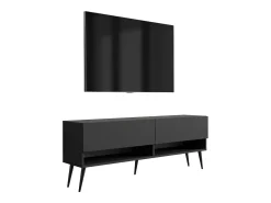 Móvel De Tv* Móvel TV : Fosco, pernas pretas abertas, 140 × 32 × 52 cm Preto