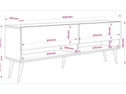 Móvel De Tv* Móvel TV : Fosco, pernas pretas abertas, 140 × 32 × 52 cm Preto
