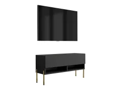 Clearance Móvel TV : Fosco, pernas retas douradas, 100 × 32 × 52 cm Preto