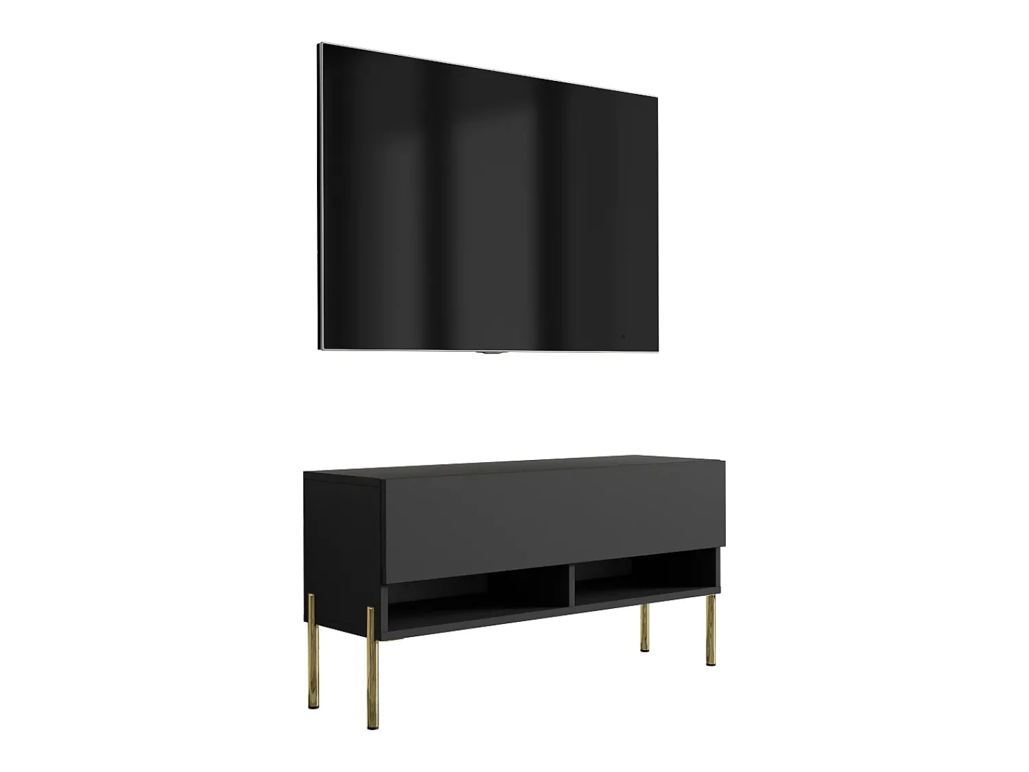 Clearance Móvel TV : Fosco, pernas retas douradas, 100 × 32 × 52 cm Preto
