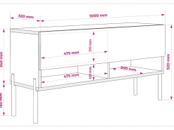 Clearance Móvel TV : Fosco, pernas retas douradas, 100 × 32 × 52 cm Preto