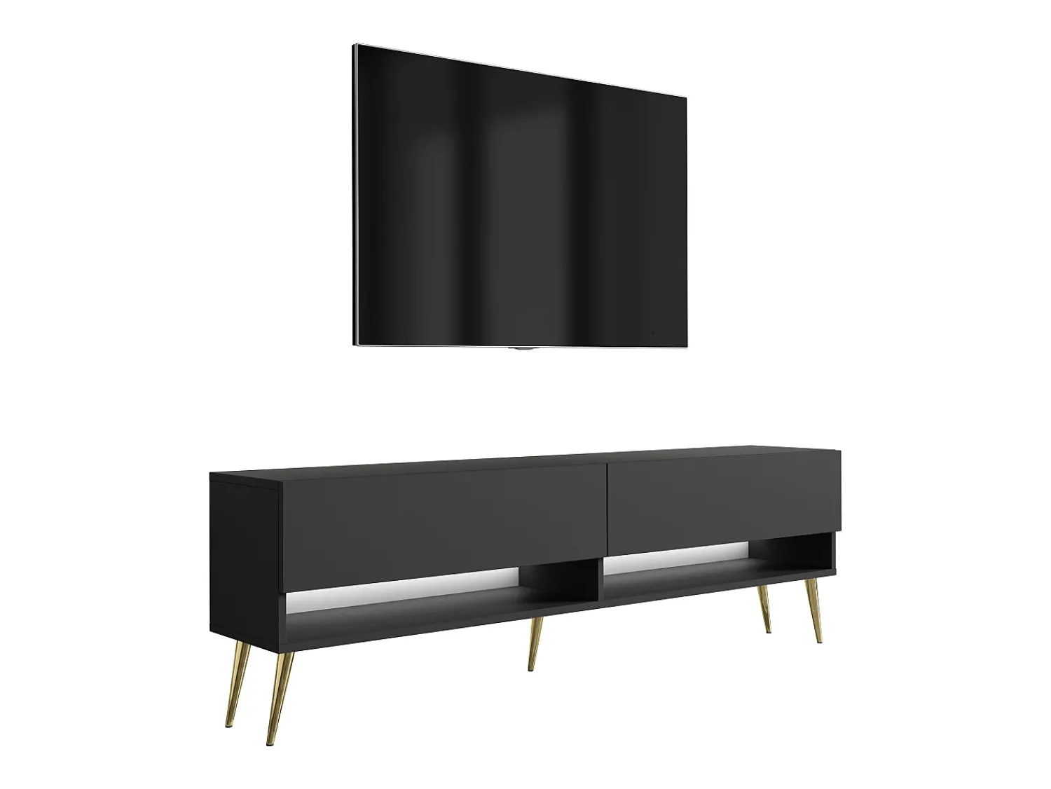 Móvel TV : Fosco, pernas douradas abertas, LED branco, 170 × 32 × 52 cm^ Móvel De Tv