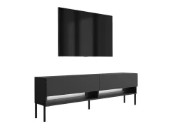 Móvel De Tv* Móvel TV : Fosco, pernas pretas retas, LED branco, 170 × 32 × 52 cm Preto