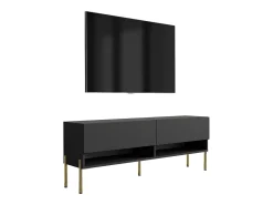 Móvel TV : Fosco, pernas retas douradas, 140 × 32 × 52 cm^ Móvel De Tv