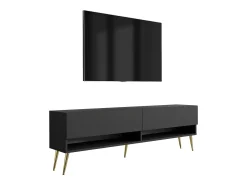 Online Móvel TV : Fosco, pernas douradas abertas, 170 × 32 × 52 cm Preto