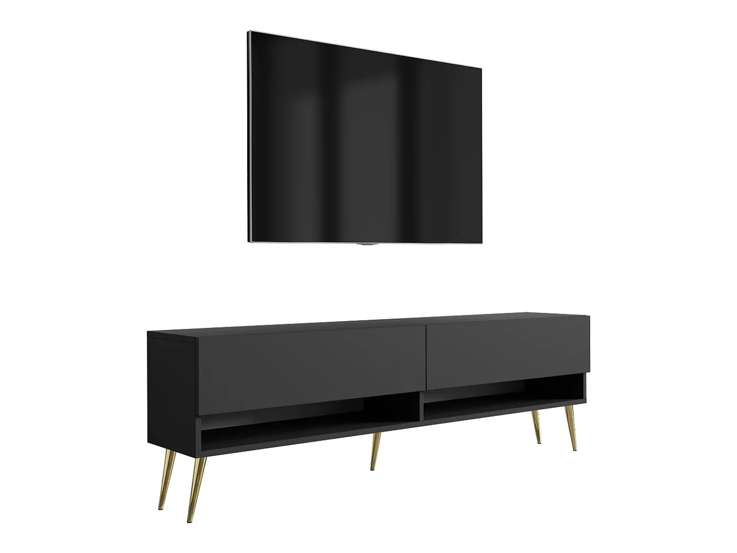 Online Móvel TV : Fosco, pernas douradas abertas, 170 × 32 × 52 cm Preto