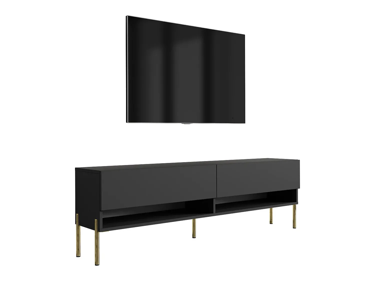 Móvel De Tv* Móvel TV : Fosco, pernas retas douradas, 170 × 32 × 52 cm Preto