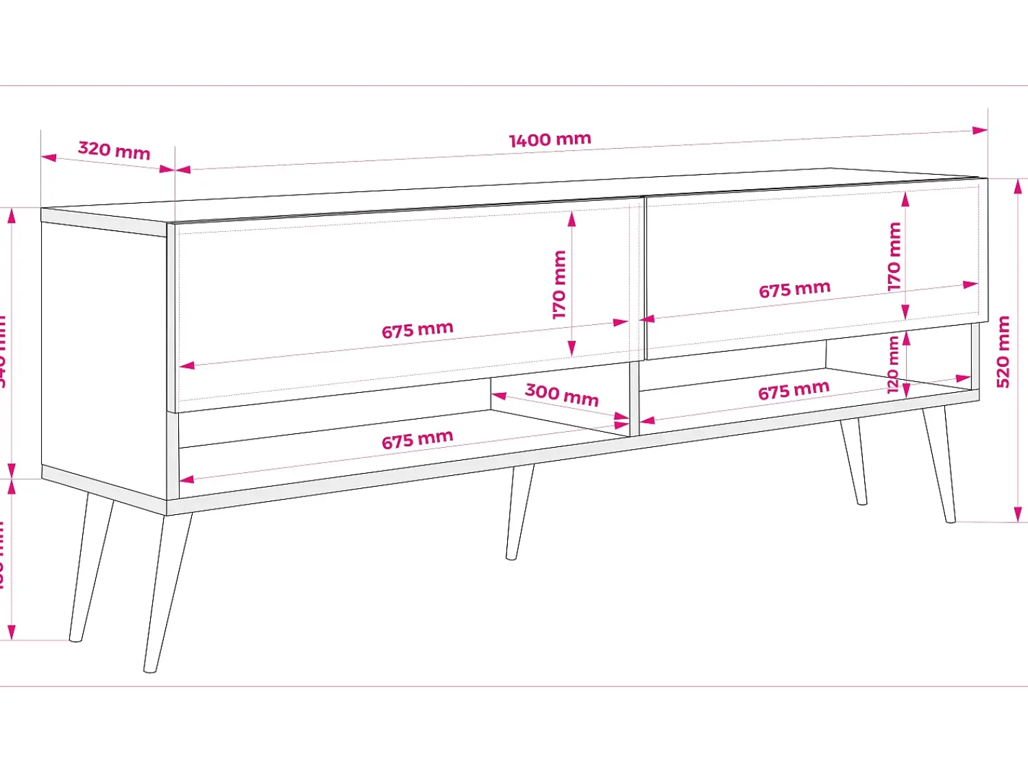 Móvel De Tv| Móvel TV : Fosco, pernas douradas abertas, LED branco, 140 × 32 × 52 cm Preto