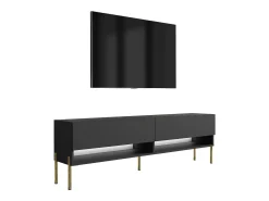 Online Móvel TV : Fosco, pernas retas douradas, LED branco, 170 × 32 × 52 cm Preto
