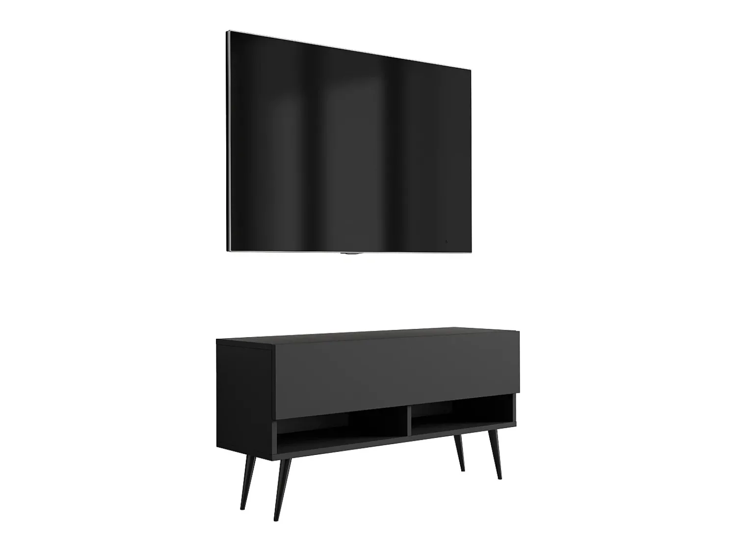 Móvel De Tv| Móvel TV : Fosco, pernas pretas abertas, 100 × 32 × 52 cm Preto