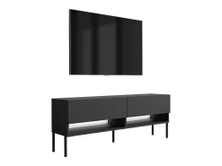 Móvel TV : Fosco, pernas pretas retas, LED branco, 140 × 32 × 52 cm^ Móvel De Tv