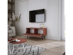 Best Móvel TV : Tijolo, 100 x 52 x 32 cm, patas pretas Vermelho