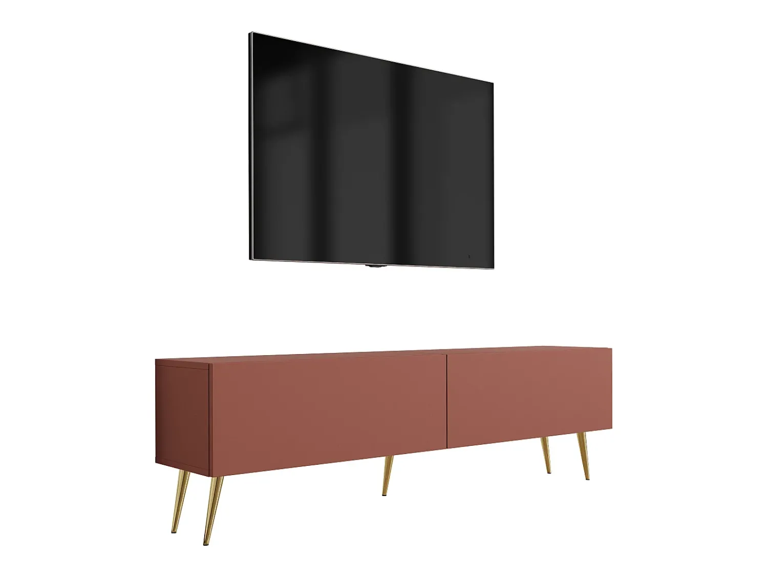 Móvel De Tv* Móvel TV : Tijolo, 140 x 52 x 32 cm, patas douradas Vermelho