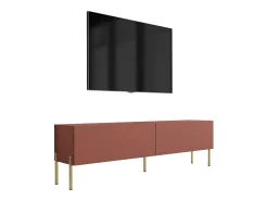 New Móvel TV : Tijolo, 140 x 52 x 32 cm, patas douradas Vermelho