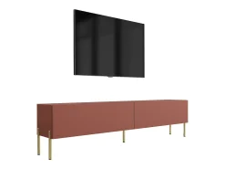 Online Móvel TV : Tijolo, 170 x 52 x 32 cm, patas douradas Vermelho
