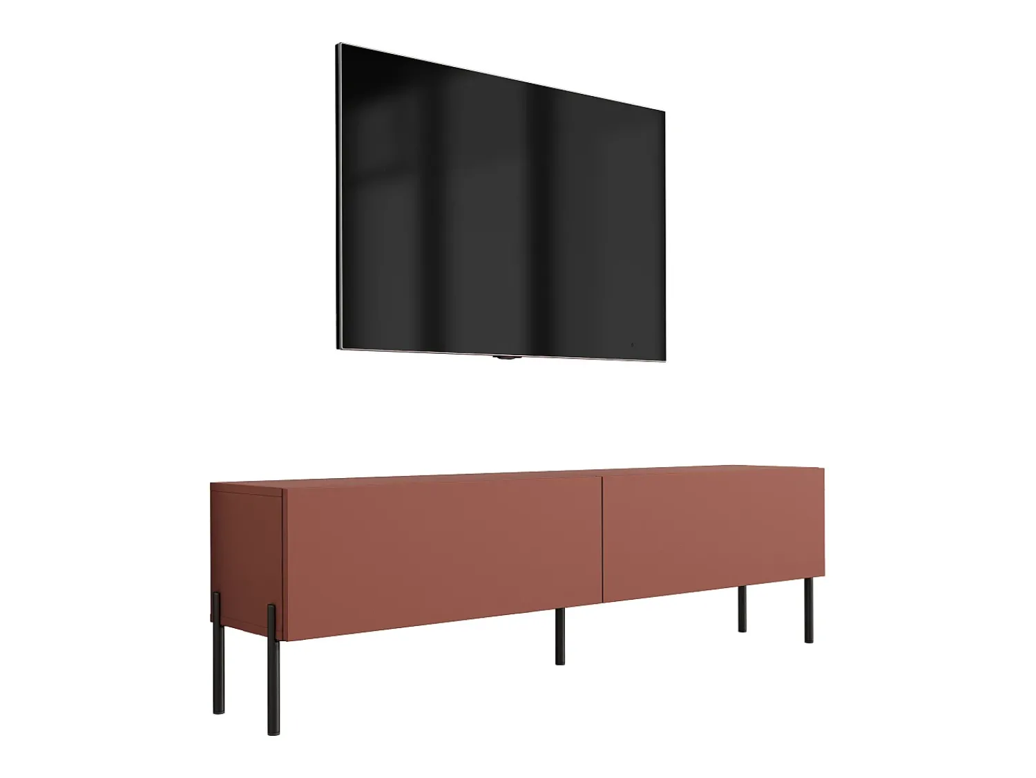 Móvel De Tv| Móvel TV : Tijolo, 140 x 52 x 32 cm, patas pretas Vermelho