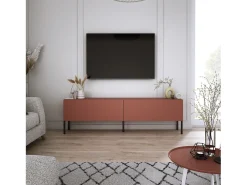 Móvel De Tv| Móvel TV : Tijolo, 140 x 52 x 32 cm, patas pretas Vermelho