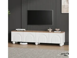 Clearance Merax Móvel TV 180 x 40 x 45 cm com 4 portas - com 6 pés metálicos tipo bola - para TV 80 polegadas - MDF - Branco
