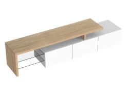 Best Móvel TV 197,5 x 39 x 42 cm com LEDs multicoloridos, móvel TV com compartimentos e 3 gavetas, Branco