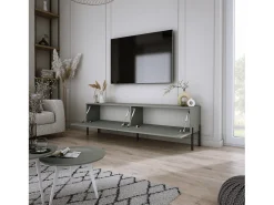 Online Móvel TV: Aloe, 140 x 52 x 32 cm, pés pretos Verde