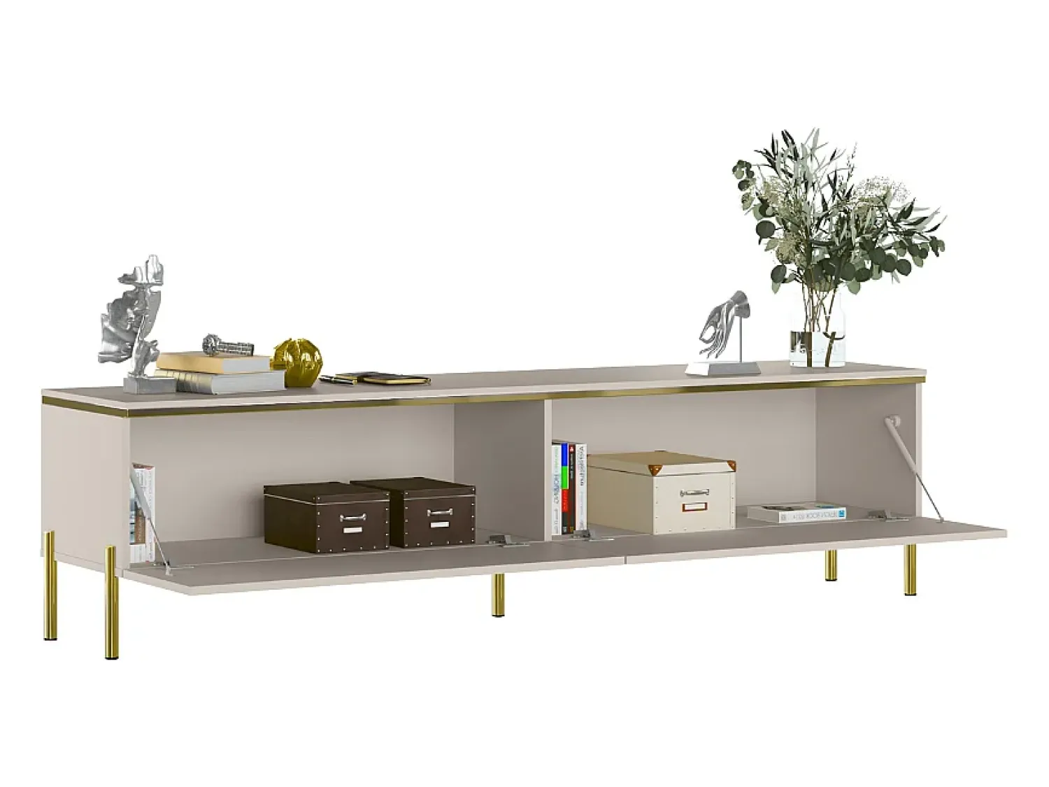 Móvel De Tv| Móvel TV AMBIHOME ALURA - Caxemira, C180xP40xA32cm Bege