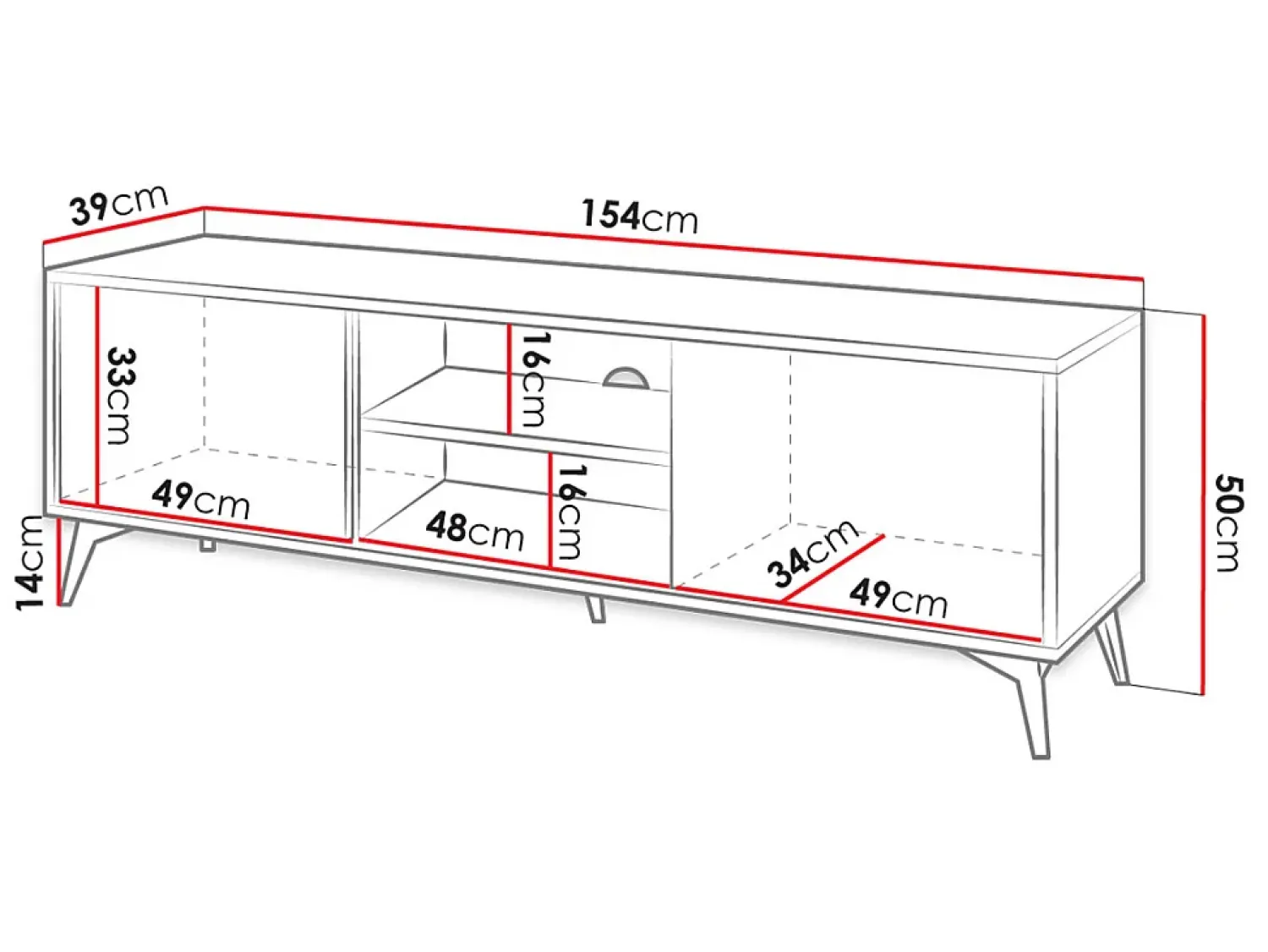 Móvel TV AMBIHOME JESS - /Carvalho, C154xP39xA50cm^ Móvel De Tv