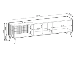 Móvel De Tv* Móvel TV AMBIHOME RAVEN - Caxemira/Noz, C180xP39xA50cm Bege
