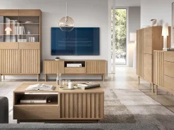 Best Móvel TV AMBIHOME SAROSI - Carvalho, C159 x P37 x A53cm Creme