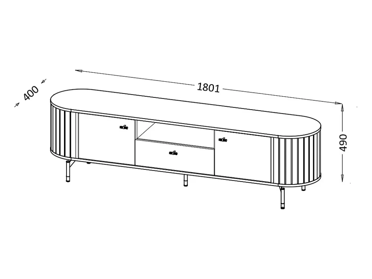 Móvel De Tv| Móvel TV AMBIHOME ZANE 05 - Caxemira, C180xP40xA49cm Bege