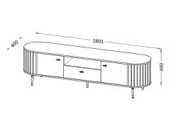 Móvel De Tv* Móvel TV AMBIHOME ZANE 05 - , C180xP40xA49cm Preto