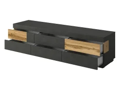 Petits-Meubles Móvel TV Andrea antracite e madeira 206cm Cinzento