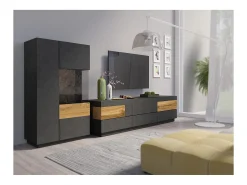 Petits-Meubles Móvel TV Andrea antracite e madeira 206cm Cinzento