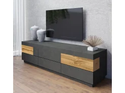 Petits-Meubles Móvel TV Andrea antracite e madeira 206cm Cinzento