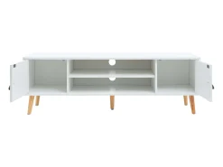Móvel De Tv| Móvel TV Anzio 2 Portas 1 Prateleira Pinho Pés Melamina 140 cm Branco