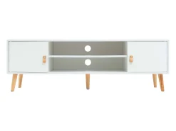 Móvel De Tv| Móvel TV Anzio 2 Portas 1 Prateleira Pinho Pés Melamina 140 cm Branco