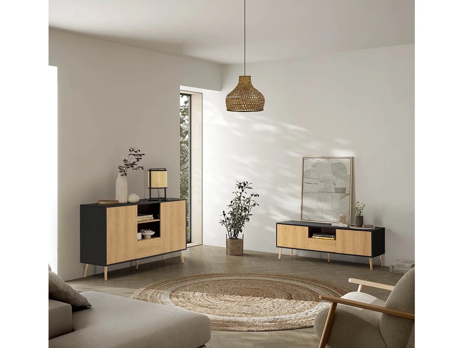 Móvel De Tv|VS Venta-stock Móvel TV Apolo 1 porta 2 gavetas, Cor /Madeira Preto