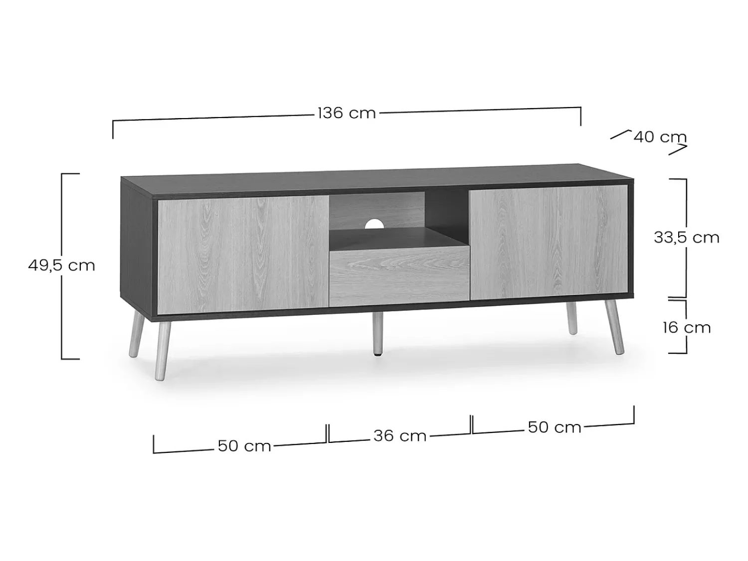 Móvel De Tv|VS Venta-stock Móvel TV Apolo 1 porta 2 gavetas, Cor /Madeira Preto