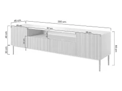 Móvel De Tv* Móvel TV com 2 portas e 2 gavetas com pé em metal preto 200x45 cm Branco
